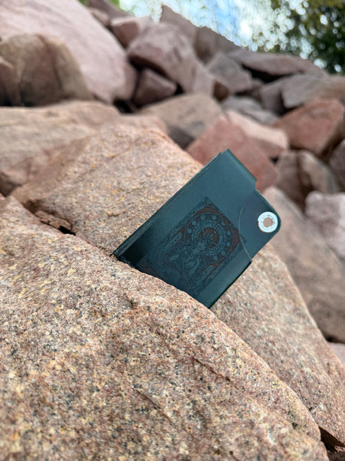 Forest green handmade leather card wallet by Spruce & Ledge