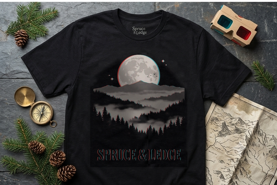 Full Moon Ridgeline tee flat-lay on slate