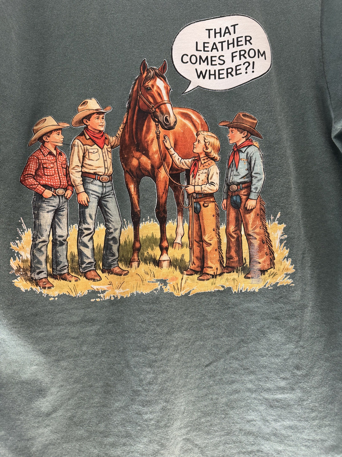 Trout and Sun psychedelic tee — leaping trout with retro swirls
